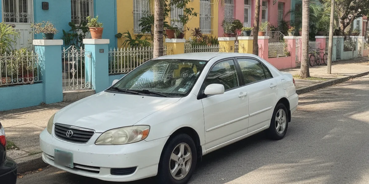 Reliable sedan parked long-term in a San Juan residential neighborhood — Car Rental San Juan